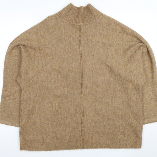 Next Women Beige V-Neck Relaxed Knit Pullover Jumper L