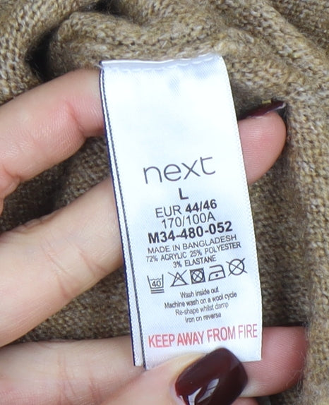 Next Women Beige V-Neck Relaxed Knit Pullover Jumper L