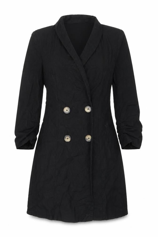 Front view of Zara Basic Women’s Black Linen Cotton Jacket Dress XS