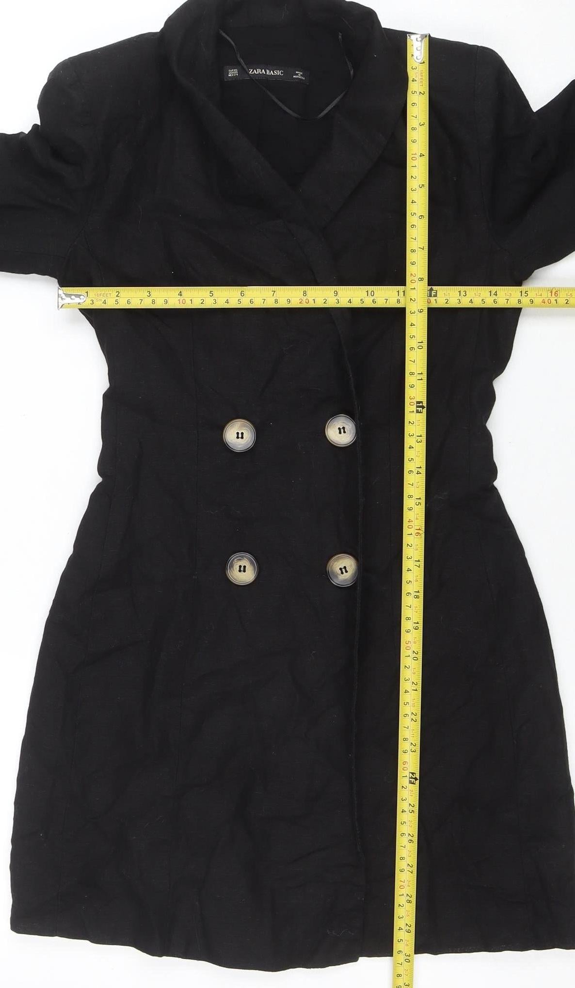 Zara Basic Women’s Black Linen Cotton Jacket Dress XS