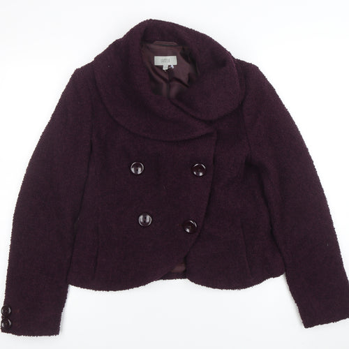 Marks and Spencer Women's Purple Wool Pea Coat Jacket Size 12