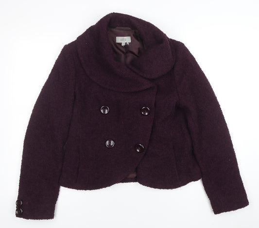 Marks and Spencer Women's Purple Wool Pea Coat Jacket Size 12