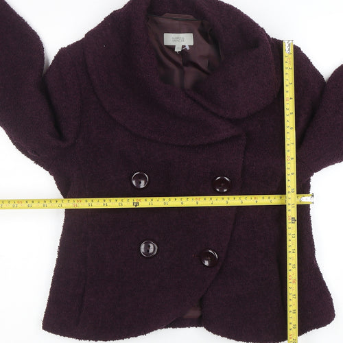 Marks and Spencer Women's Purple Wool Pea Coat Jacket Size 12