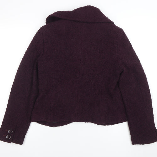 Marks and Spencer Women's Purple Wool Pea Coat Jacket Size 12