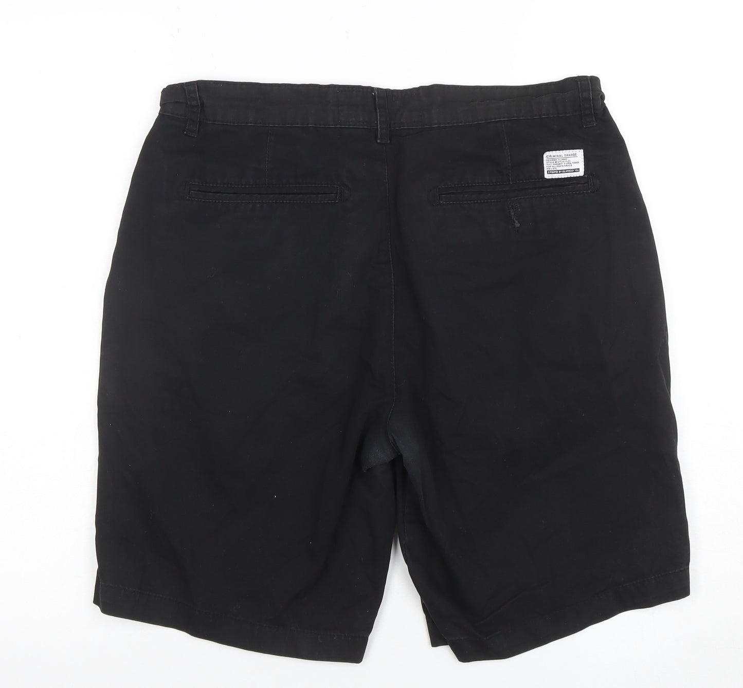 Criminal Damage Men's Black Chino Shorts Size 32 Regular Fit