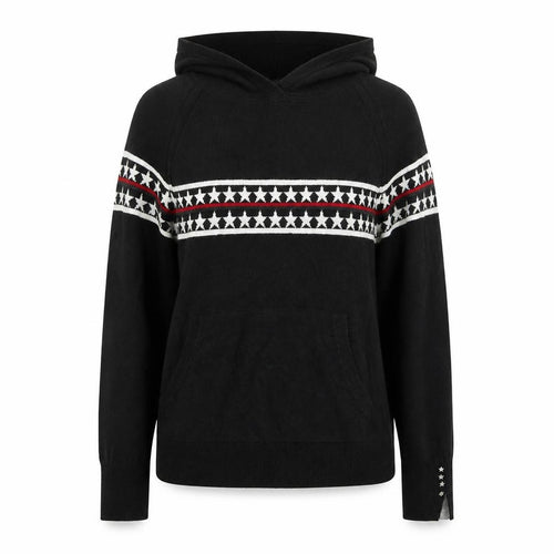 Mint Velvet Women Black Star Knit Hooded Jumper Medium