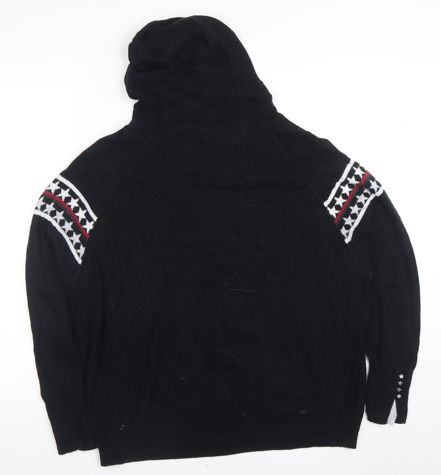 Mint Velvet Women Black Star Knit Hooded Jumper Medium