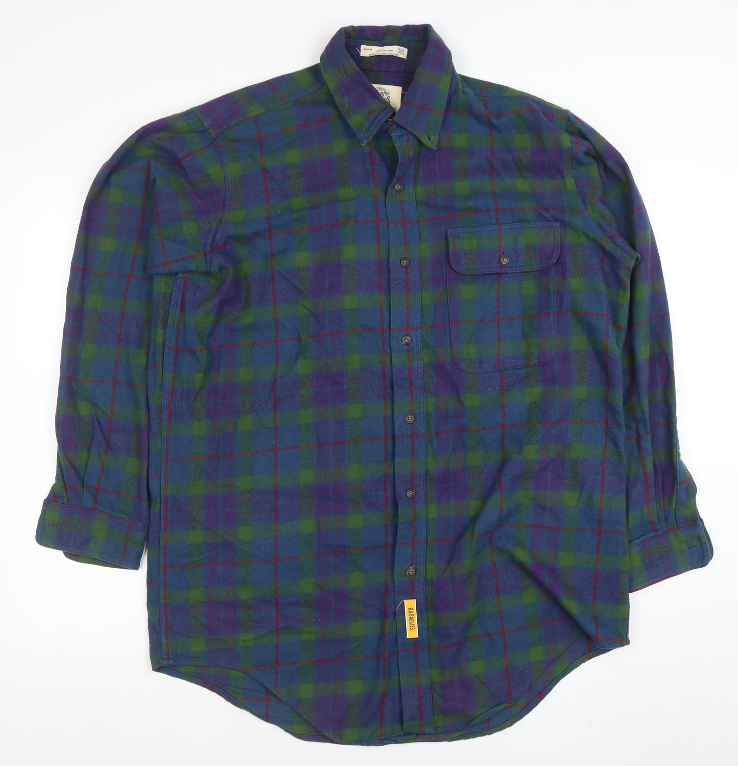 B.D. Baggies Men's Blue Check Flannel Button-Up Shirt Size M