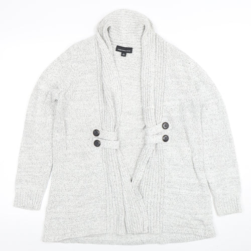 Fortune + Ivy Women’s Grey Petite M Cardigan Knit Jumper