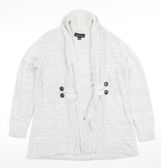 Fortune + Ivy Women’s Grey Petite M Cardigan Knit Jumper