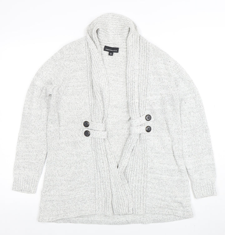 Fortune + Ivy Women’s Grey Petite M Cardigan Knit Jumper