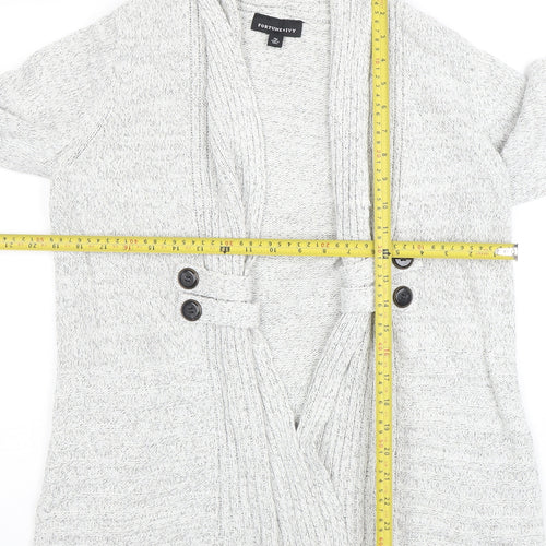 Fortune + Ivy Women’s Grey Petite M Cardigan Knit Jumper