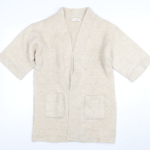 Marks and Spencer Women Beige Short Sleeve Knit Cardigan Size 12