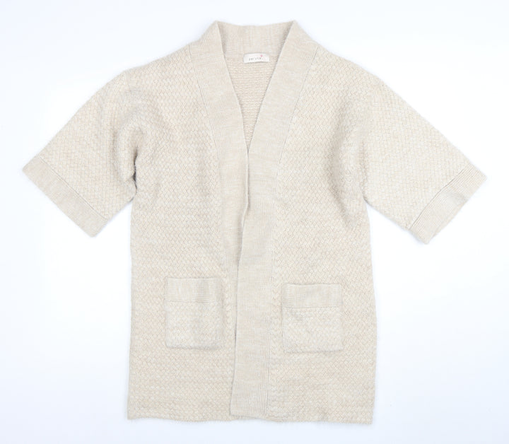 Marks and Spencer Women Beige Short Sleeve Knit Cardigan Size 12