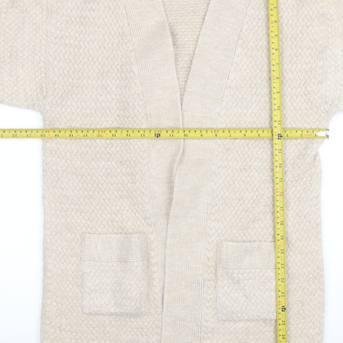 Marks and Spencer Women Beige Short Sleeve Knit Cardigan Size 12