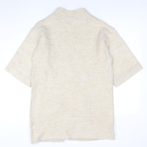 Marks and Spencer Women Beige Short Sleeve Knit Cardigan Size 12