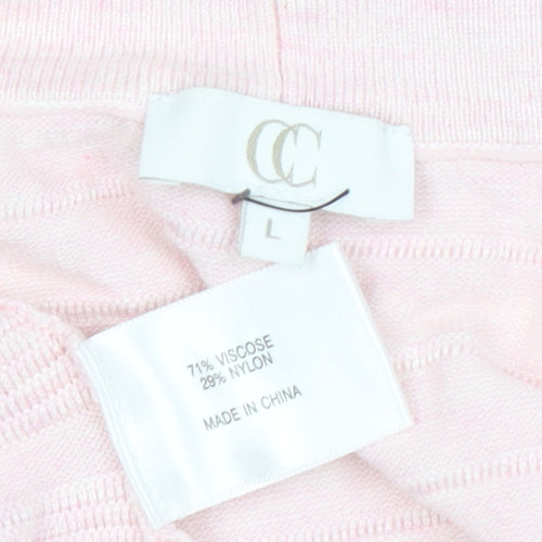 CC Women Pink Knit Cardigan L Lightweight Open Front