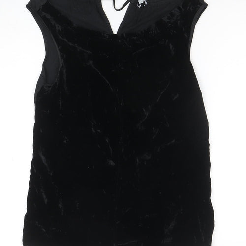 Jigsaw Women’s Black Velvet Camisole Top Size S Sleeveless Tie Detail