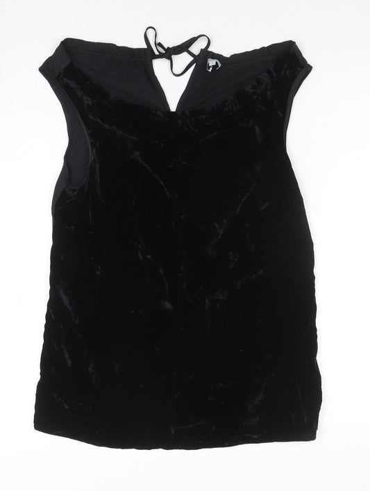 Jigsaw Women’s Black Velvet Camisole Top Size S Sleeveless Tie Detail