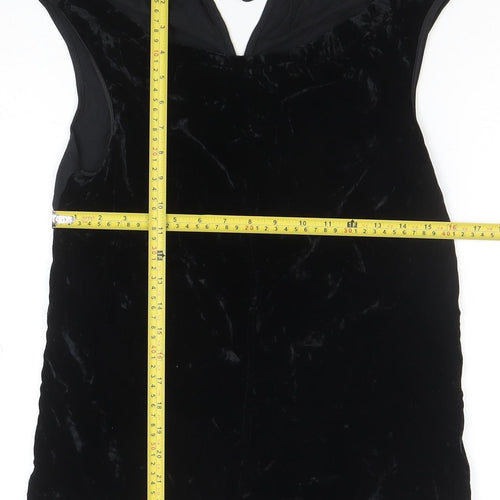 Jigsaw Women’s Black Velvet Camisole Top Size S Sleeveless Tie Detail