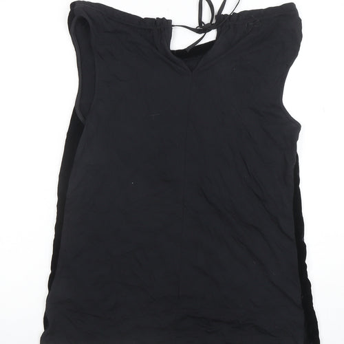 Jigsaw Women’s Black Velvet Camisole Top Size S Sleeveless Tie Detail