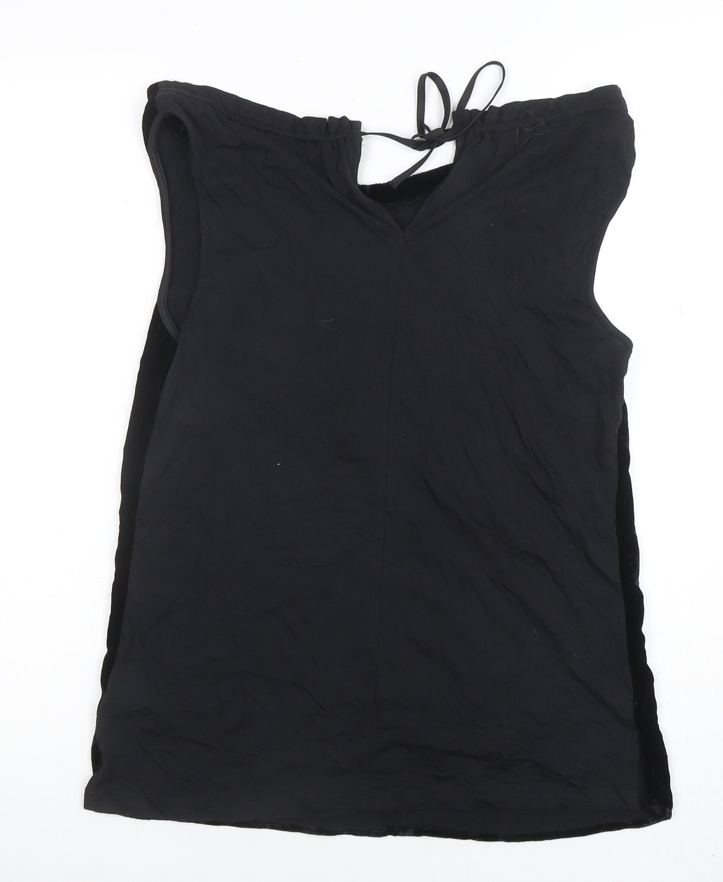 Jigsaw Women’s Black Velvet Camisole Top Size S Sleeveless Tie Detail