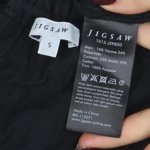 Jigsaw Women’s Black Velvet Camisole Top Size S Sleeveless Tie Detail