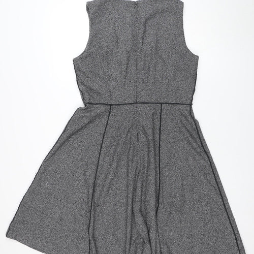 H&M Women Grey Tweed Fit & Flare Sleeveless Dress Size 14