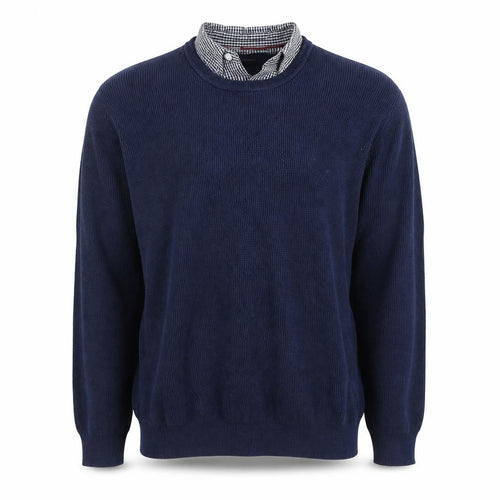 Jacamo Men’s Blue Waffle-Knit Cotton Blend Crew Neck Jumper Size L