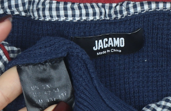Jacamo Men’s Blue Waffle-Knit Cotton Blend Crew Neck Jumper Size L