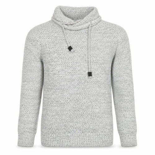 Pull&Bear Men's Grey Roll Neck Chunky Knit Jumper XS
