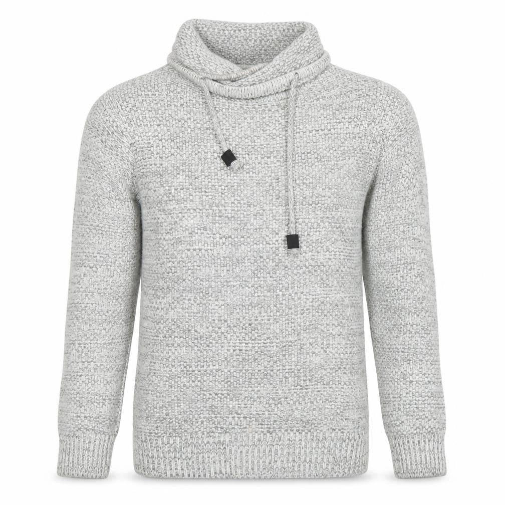 Pull&Bear Men's Grey Roll Neck Chunky Knit Jumper XS