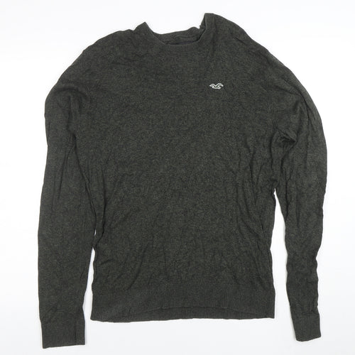 Hollister Men’s Grey Cotton Blend Crew Neck Pullover Jumper L