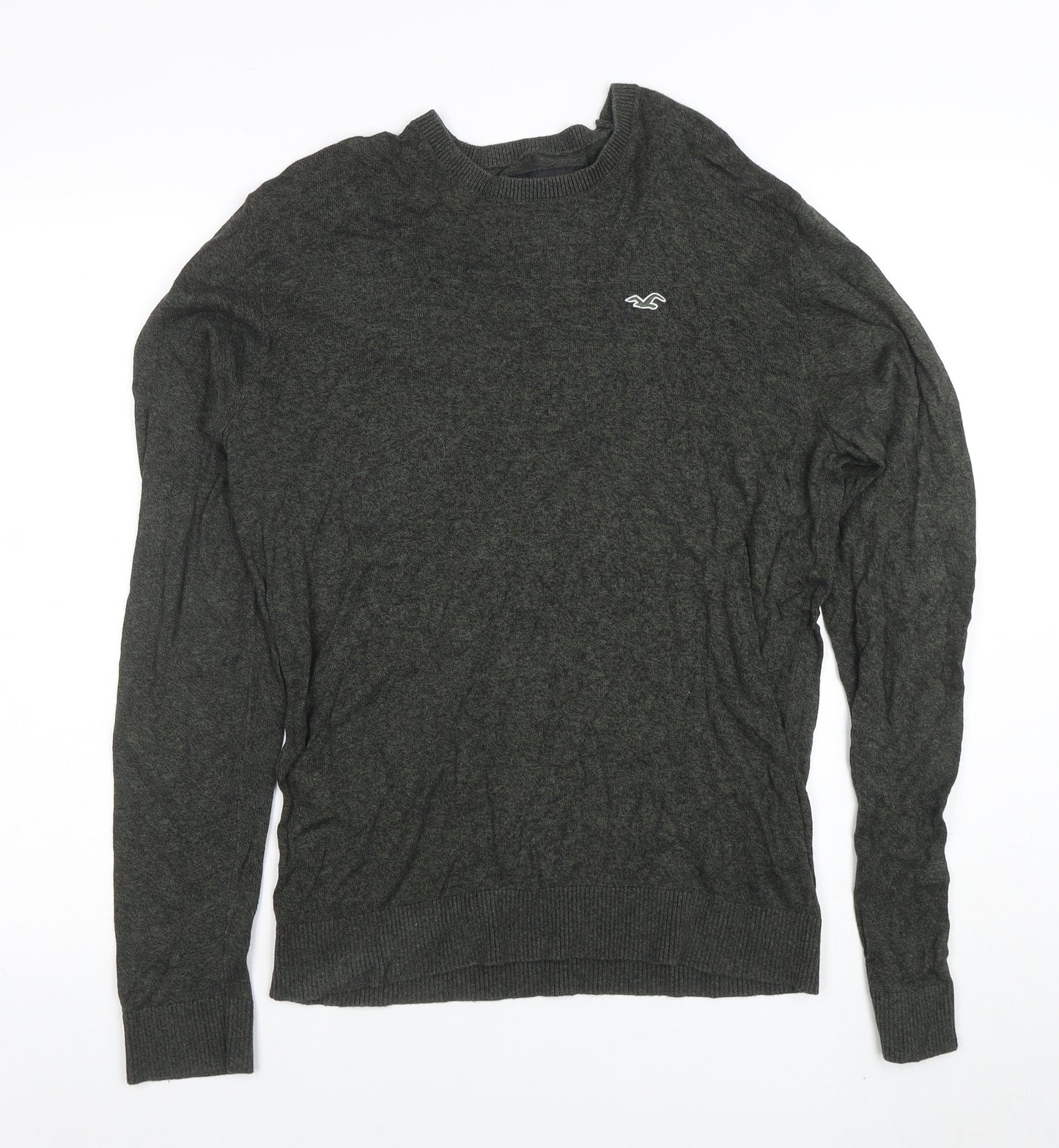 Hollister Men’s Grey Cotton Blend Crew Neck Pullover Jumper L