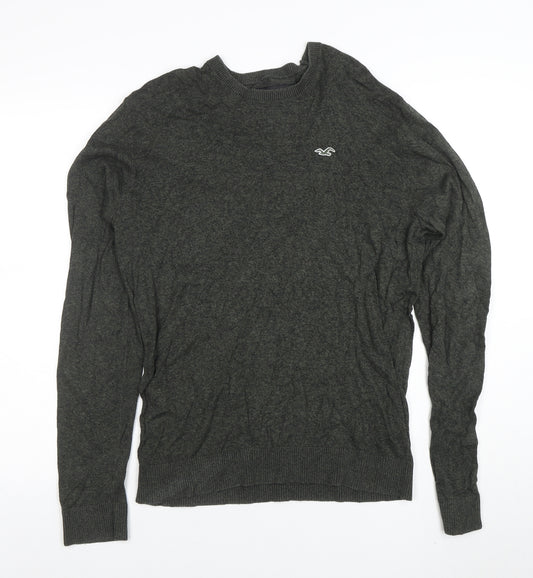 Hollister Men’s Grey Cotton Blend Crew Neck Pullover Jumper L