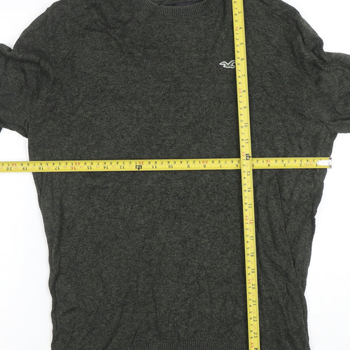 Hollister Men’s Grey Cotton Blend Crew Neck Pullover Jumper L