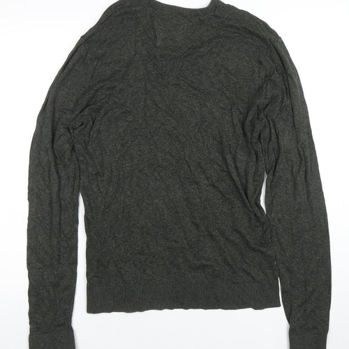Hollister Men’s Grey Cotton Blend Crew Neck Pullover Jumper L