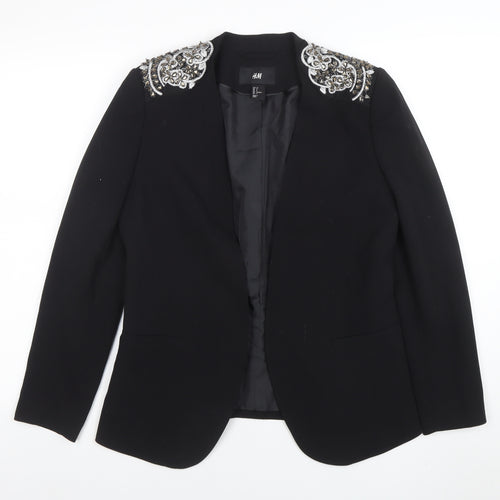 H&M Women's Black Embellished Tuxedo Blazer Size 10