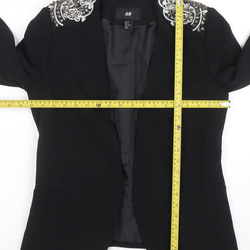 H&M Women's Black Embellished Tuxedo Blazer Size 10
