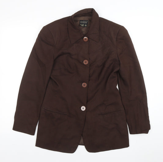 Episode Women Brown Silk Suit Jacket UK 6 Single-Breasted Classic Style