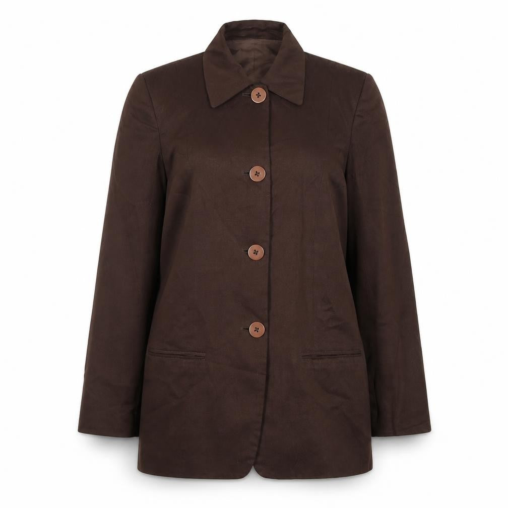 Episode Women Brown Silk Suit Jacket UK 6 Single-Breasted Classic Style