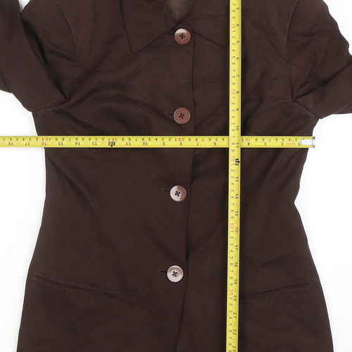 Episode Women Brown Silk Suit Jacket UK 6 Single-Breasted Classic Style
