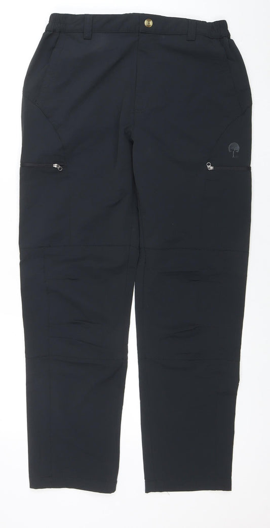 Tct Women Black L Cargo Travel Trousers Polyester Stretch