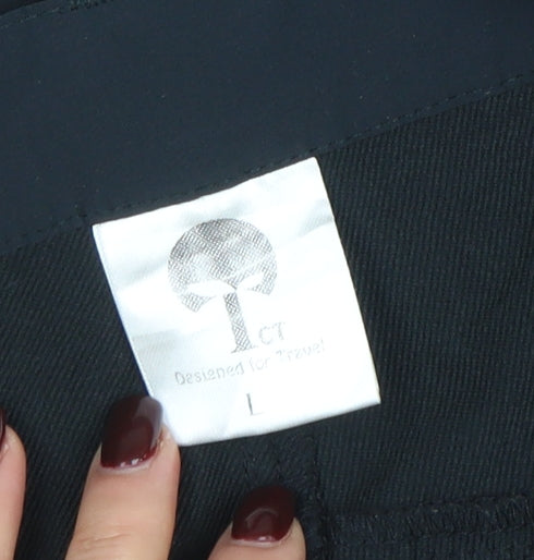 Tct Women Black L Cargo Travel Trousers Polyester Stretch