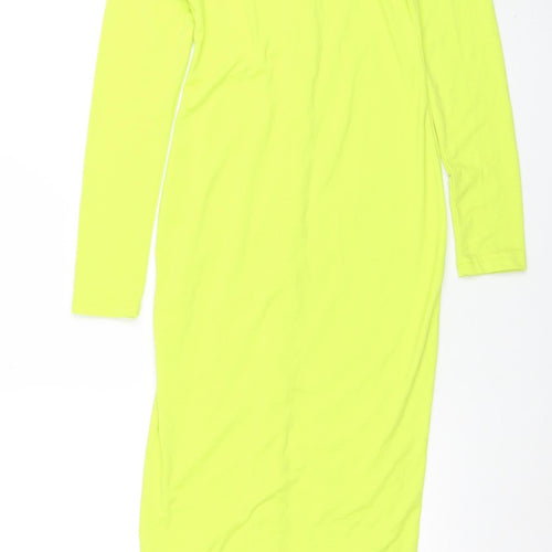 Missguided Women's Yellow Long Sleeve Button Shirt Dress Size 8