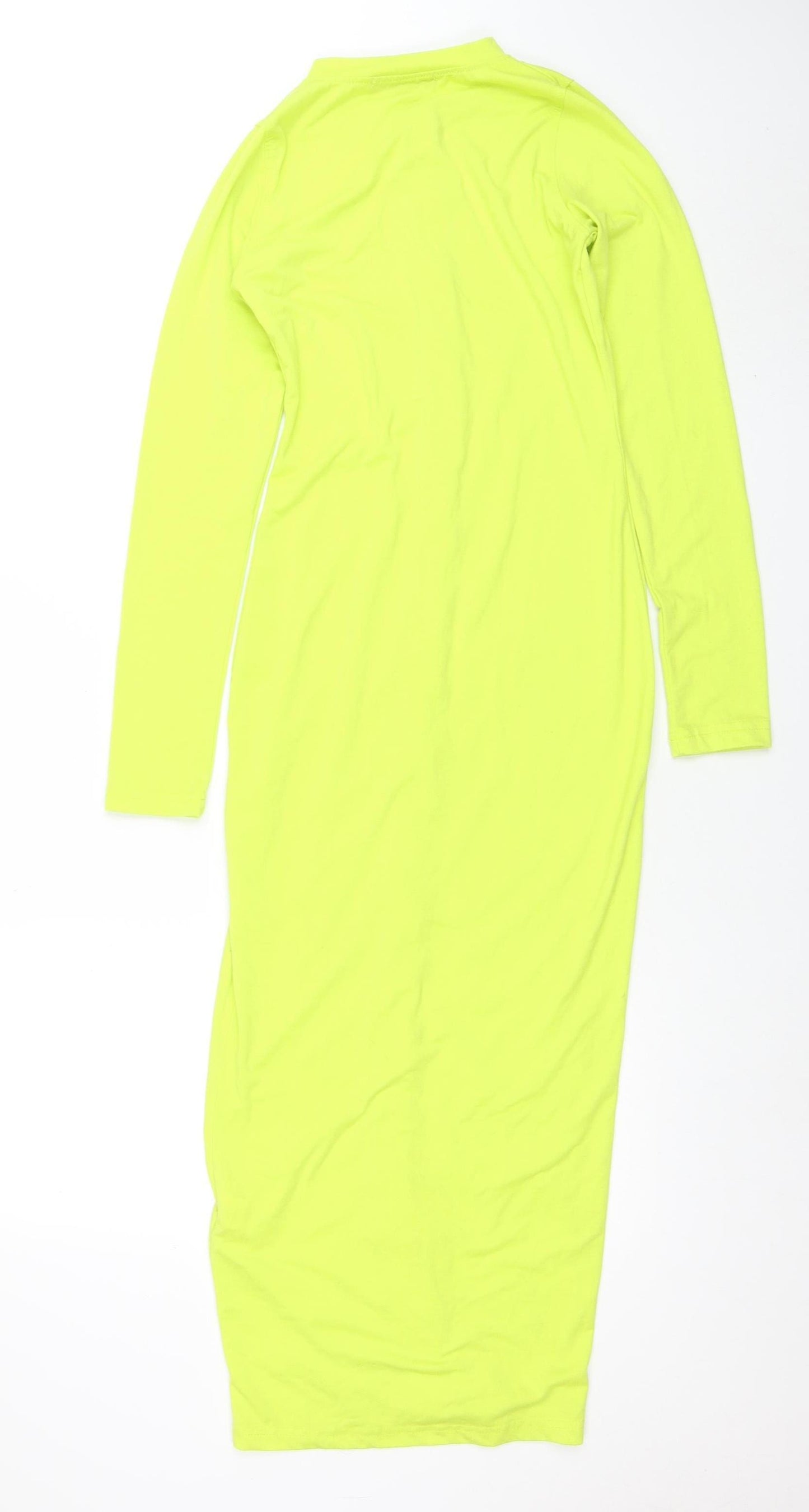 Missguided Women's Yellow Long Sleeve Button Shirt Dress Size 8