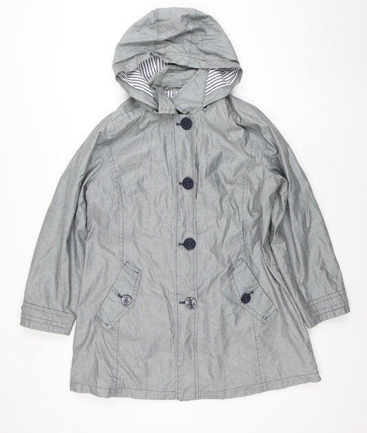 Marks and Spencer Women Grey Hooded Rain Coat Jacket Size 16