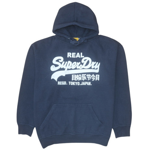 Superdry Mens Blue XL Pullover Hoodie Graphic Print Fleece