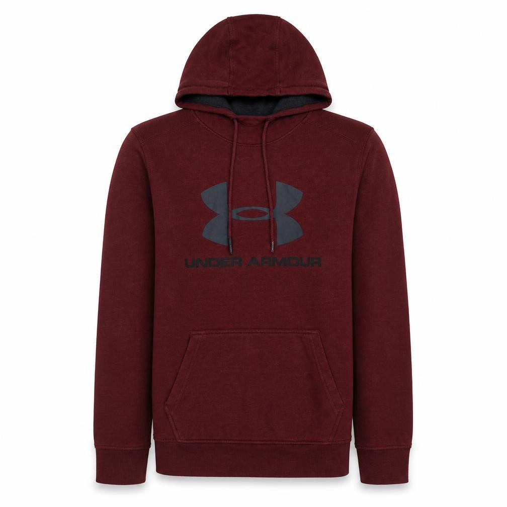 Front view of Under Armour Men's Red Pullover Hoodie Medium Sports Fleece