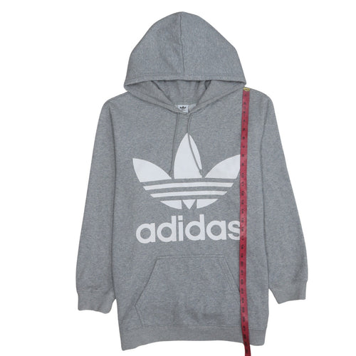 Adidas Women Grey Hoodie UK 12 Pullover Trefoil Logo Sweatshirt